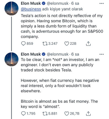 Elon Musk’tan Bitcoin hakkında kritik açıklama - Resim : 1