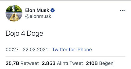 Dogecoin Elon Musk'ın Tweeti ile yükseldi - Resim : 1