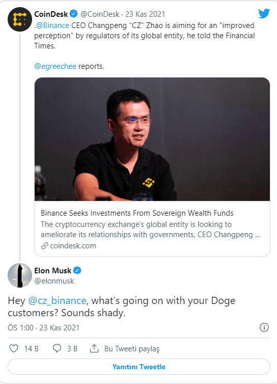 Elon Musk ve CZ, Doge hakkında konuşuyor! - Resim : 1