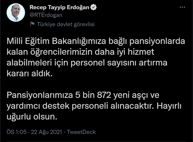 Erdoğan'dan 'personel alımı' açıklaması - Resim : 1
