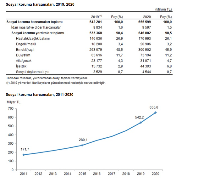 Sosyal koruma harcamaları 2020 yılında ne kadar oldu? - Resim : 1