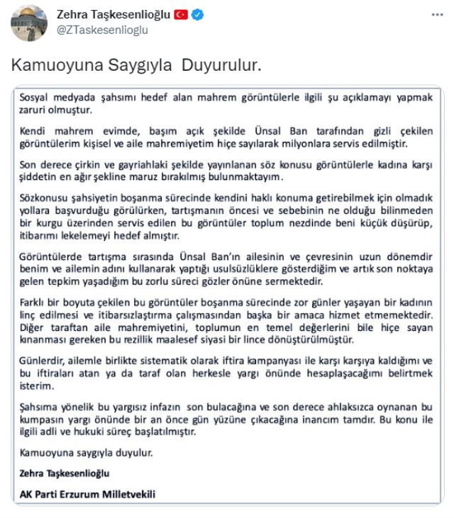 Sedat Peker'in rüşvet iddiaları sonrası AK Parti Erzurum Milletvekili Zehra Taşkesenlioğlu'ndan ilk açıklama - Resim : 1