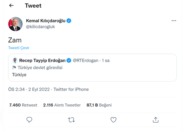 Twitter'da 'tek kelimelik tweet' akımına Erdoğan'da katıldı - Resim : 3