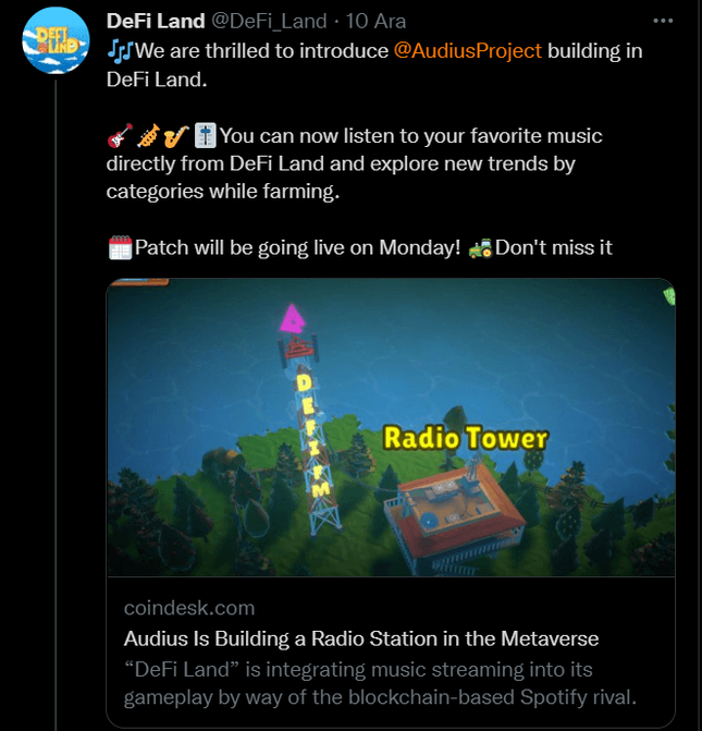 Audius, Metaverse'de bir radyo istasyonu kuruyor