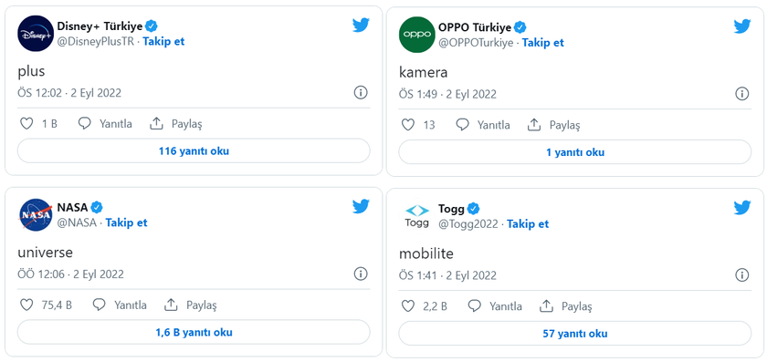 Twitter'da 'tek kelimelik tweet' akımına Erdoğan'da katıldı - Resim : 1